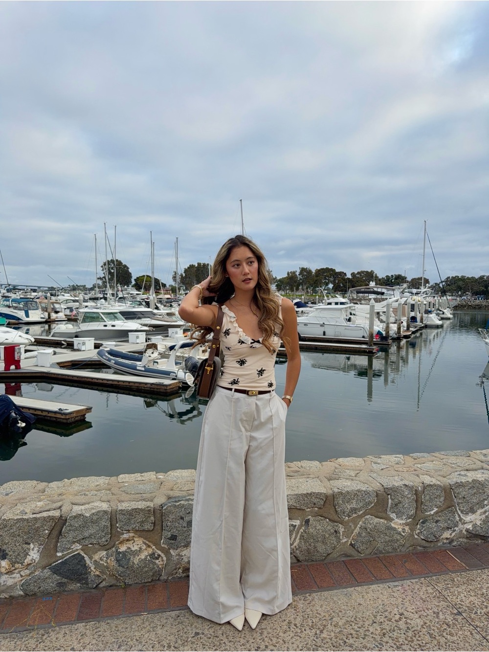 High-Rise Wide Leg Cream Trousers
